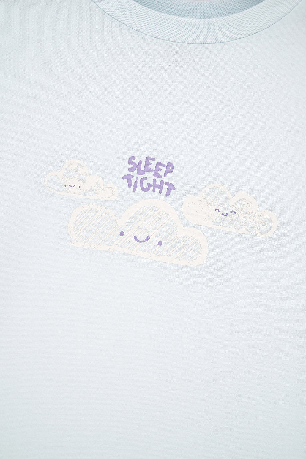 Light Blue PRINT DETAILED LONG SLEEVE CREW-NECK PAJAMAS SUIT