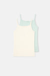 Green-Ecru 2-PACK GIRL COTTON RIB ATHLETTE
