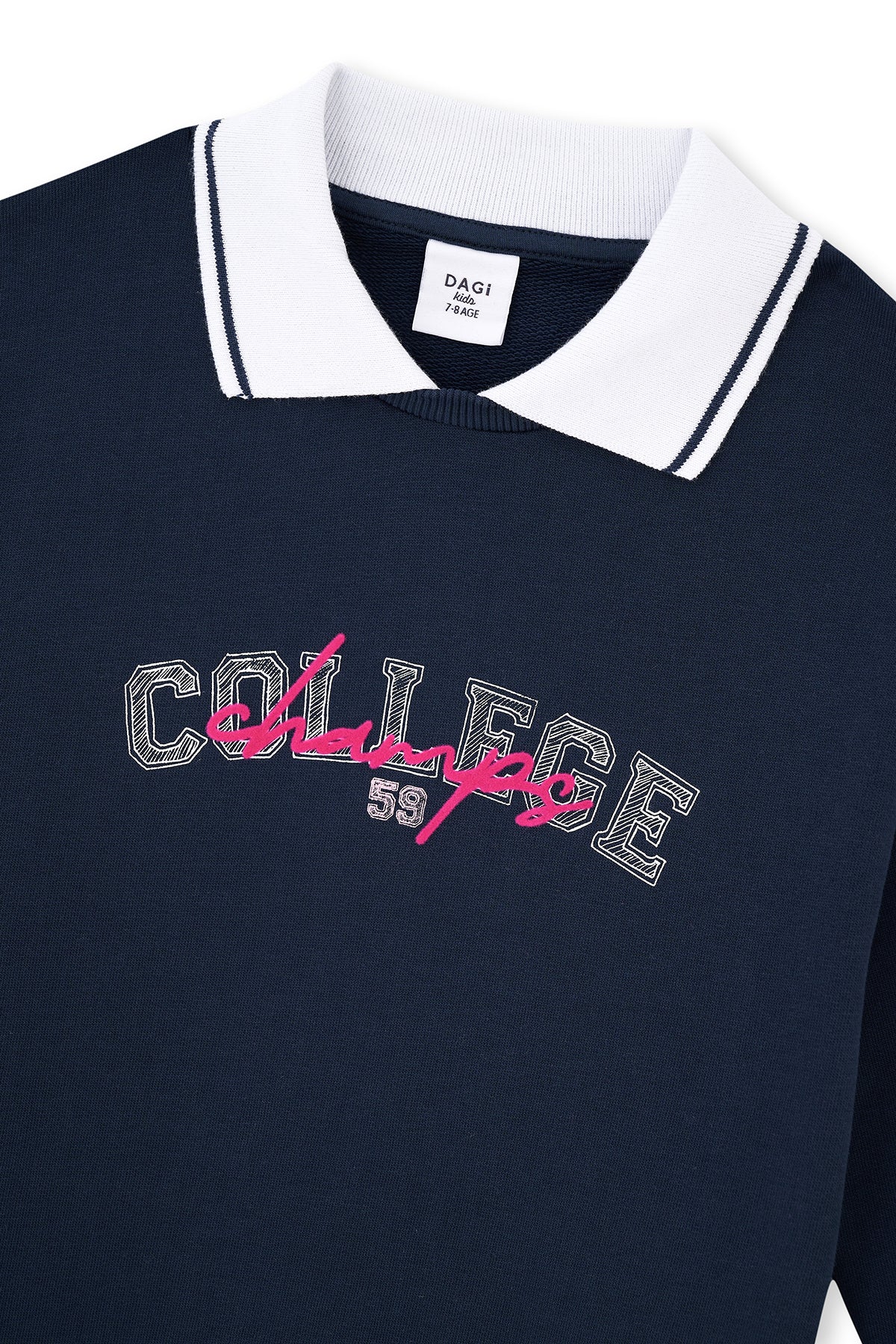 Navy POLO COLLAR PRINT DETAILED COLLEGEE DRESS