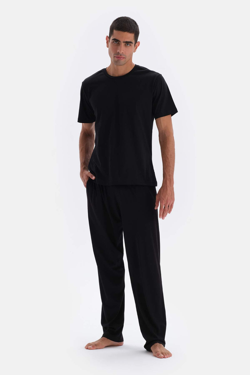Black CREW-NECK SUPIMA COTTON SHORT SLEEVE T-SHIRT