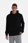 Black HOODED LONG SLEEVE SWEATSHIRT