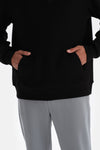 Black HOODED LONG SLEEVE SWEATSHIRT