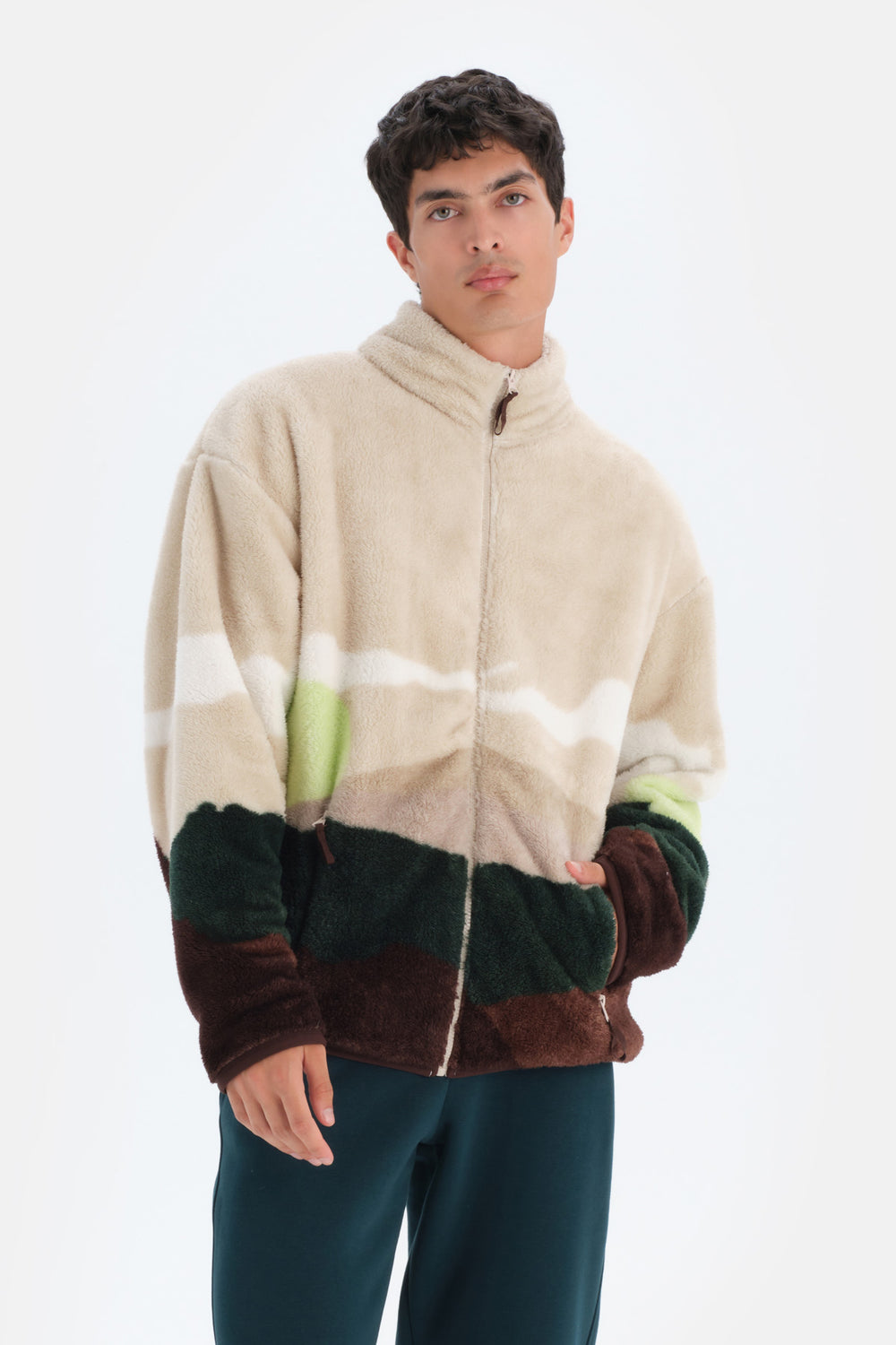 Multicolor Dagi Active Dağ Baskılı Polar Sweatshirt