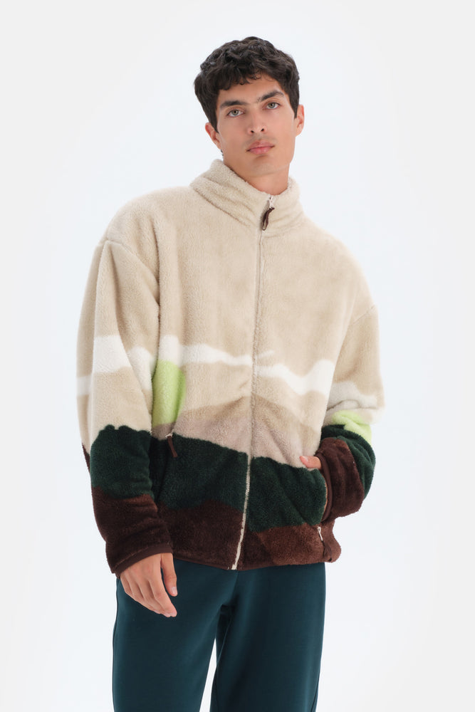 Multicolor Dagi Active Dağ Baskılı Polar Sweatshirt