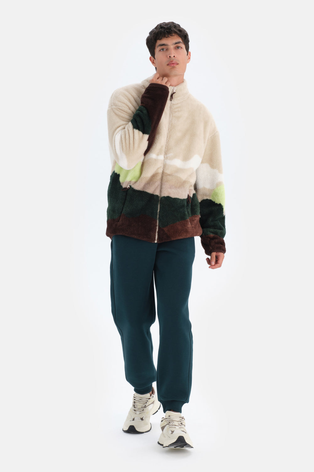 Multicolor Dagi Active Dağ Baskılı Polar Sweatshirt