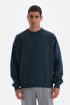 Petrol Blue STITCH DETAILED SWEATSHIRT