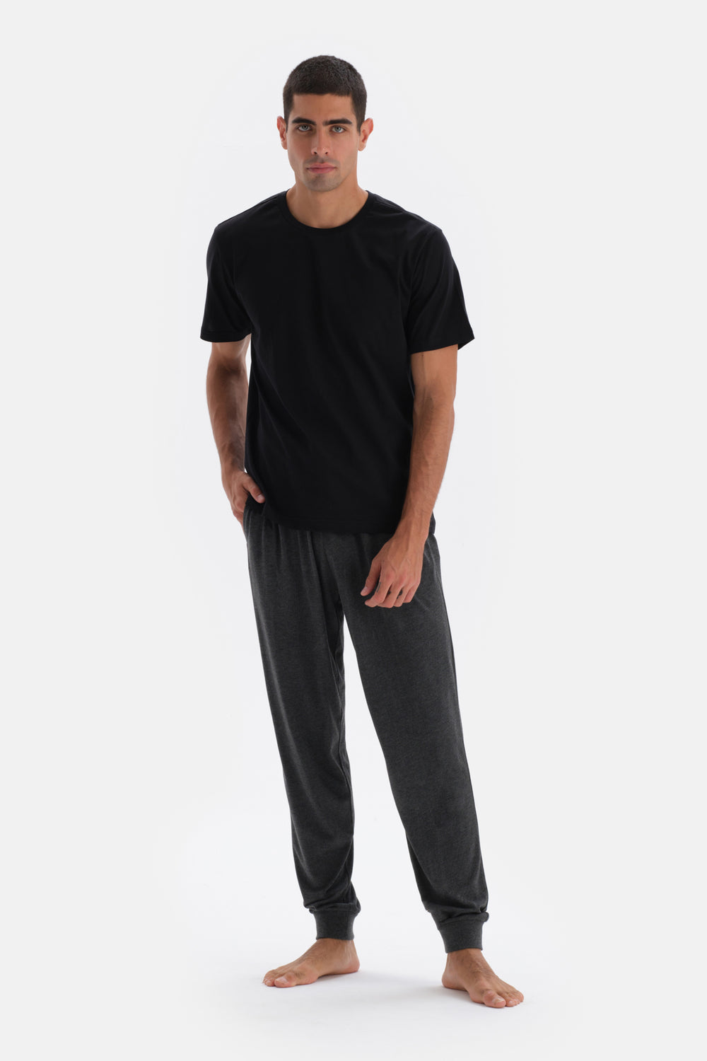 Anthracite Melange JOGGER KNITTED BOTTOM PAJAMAS