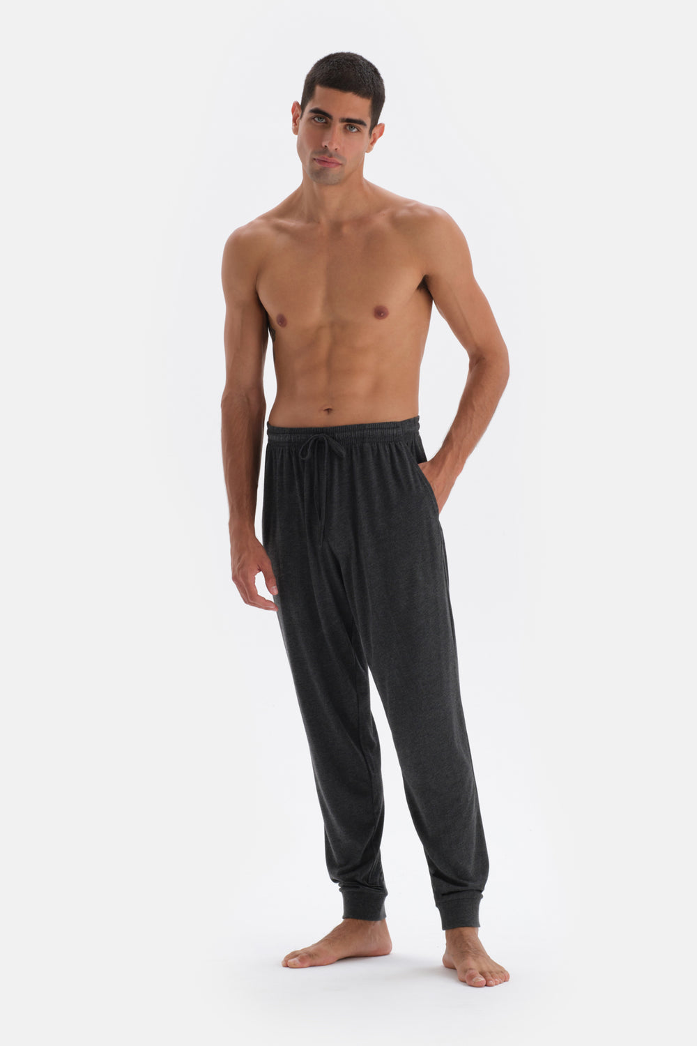 Anthracite Melange JOGGER KNITTED BOTTOM PAJAMAS