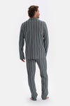 Smoke SHIRT COLLAR STRIPED COTTON MODAL PAJAMAS SUIT