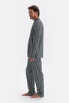 Smoke SHIRT COLLAR STRIPED COTTON MODAL PAJAMAS SUIT