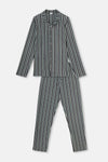 Smoke SHIRT COLLAR STRIPED COTTON MODAL PAJAMAS SUIT