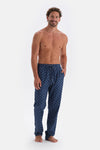 Blue HALF-PLOT POCKET DETAILED SHORT SLEEVE KNITTED PAJAMAS SUIT