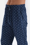 Blue HALF-PLOT POCKET DETAILED SHORT SLEEVE KNITTED PAJAMAS SUIT