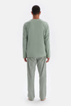 Mint Green LONG SLEEVE PRINT DETAILED PAJAMAS SUIT WITH HALF-PLOT