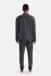 Smoke CREW-NECK LONG SLEEVE PRINT KNITTED PAJAMAS SUIT