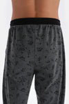 Smoke CREW-NECK LONG SLEEVE PRINT KNITTED PAJAMAS SUIT