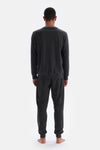 Anthracite Melange CREW-NECK LONG SLEEVE KNITTED PAJAMAS SUIT