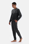 Anthracite Melange CREW-NECK LONG SLEEVE KNITTED PAJAMAS SUIT