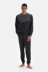 Anthracite Melange CREW-NECK LONG SLEEVE KNITTED PAJAMAS SUIT
