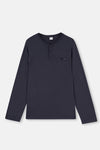 Navy HALF-PLOT PRINT KNITTED PAJAMAS SET