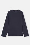 Navy HALF-PLOT PRINT KNITTED PAJAMAS SET