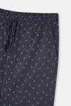 Navy HALF-PLOT PRINT KNITTED PAJAMAS SET