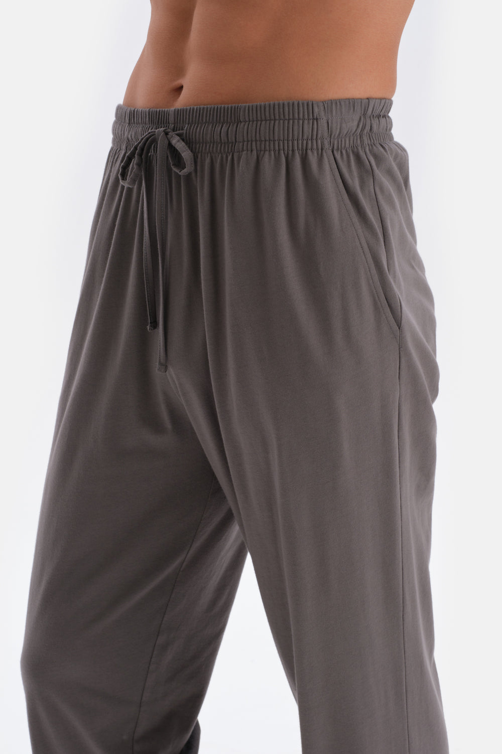 Anthracite HALF-PLOT LONG SLEEVE COTTON MODAL PAJAMAS SUIT