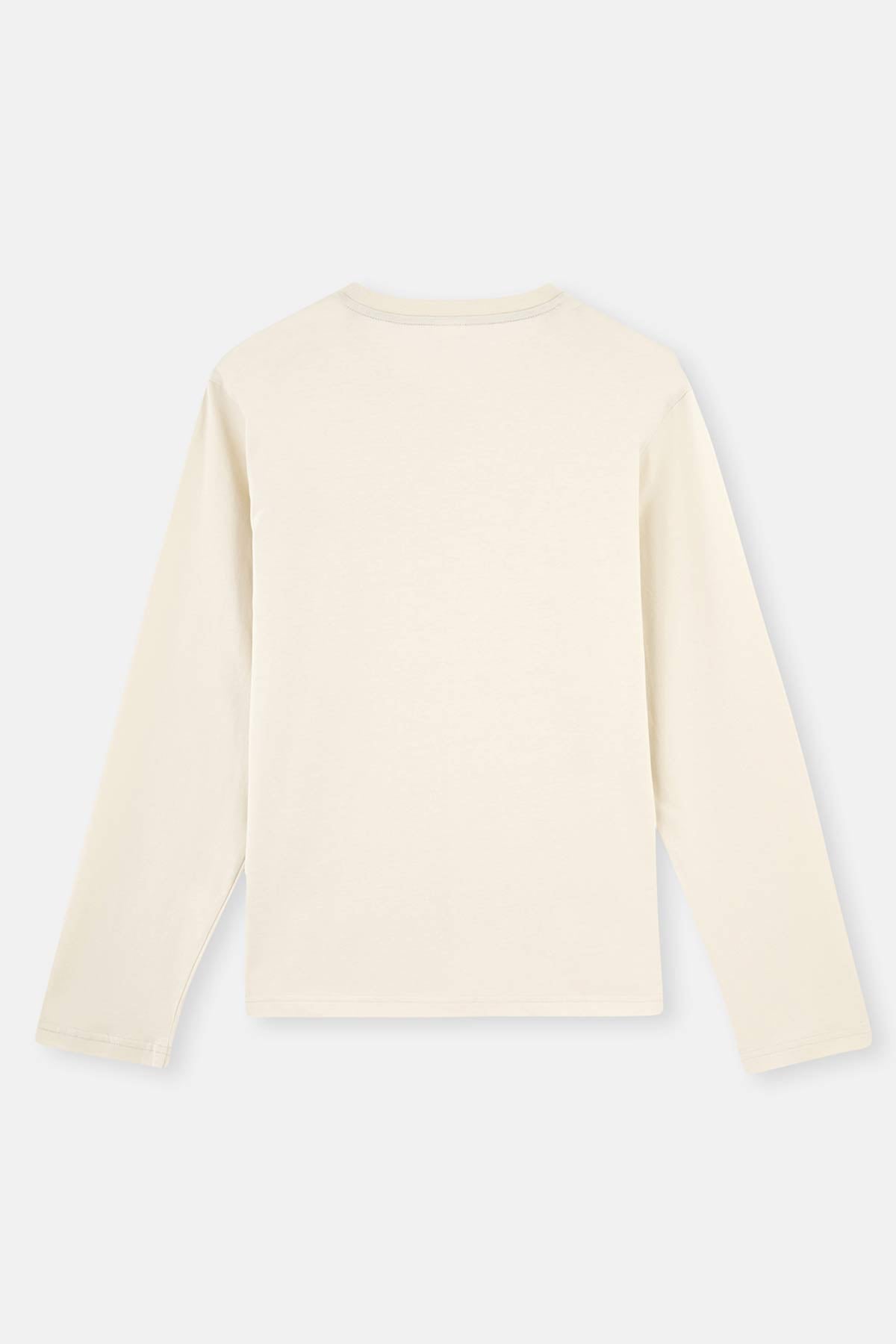 Beige V-NECK LONG SLEEVE WITH WOVEN BOTTOM  PAJAMAS SUIT