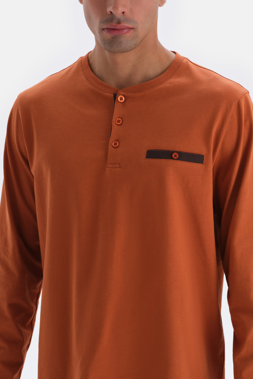 Brown LONG SLEEVE KNITTED PAJAMAS WITH HALF POT