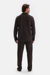 Dark Brown MICROPRINT PRINTED INTERLOCK SHIRT PAJAMAS SUIT