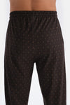 Dark Brown MICROPRINT PRINTED INTERLOCK SHIRT PAJAMAS SUIT