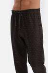 Dark Brown MICROPRINT PRINTED INTERLOCK SHIRT PAJAMAS SUIT