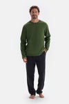 Green CREW-NECK POCKET DETAILED KNITTED PAJAMAS SUIT