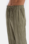 Green PRINT DETAILED LONG SLEEVE PAJAMAS SUIT WITH WOVEN BOTTOM