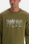 Green PRINT DETAILED LONG SLEEVE PAJAMAS SUIT WITH WOVEN BOTTOM