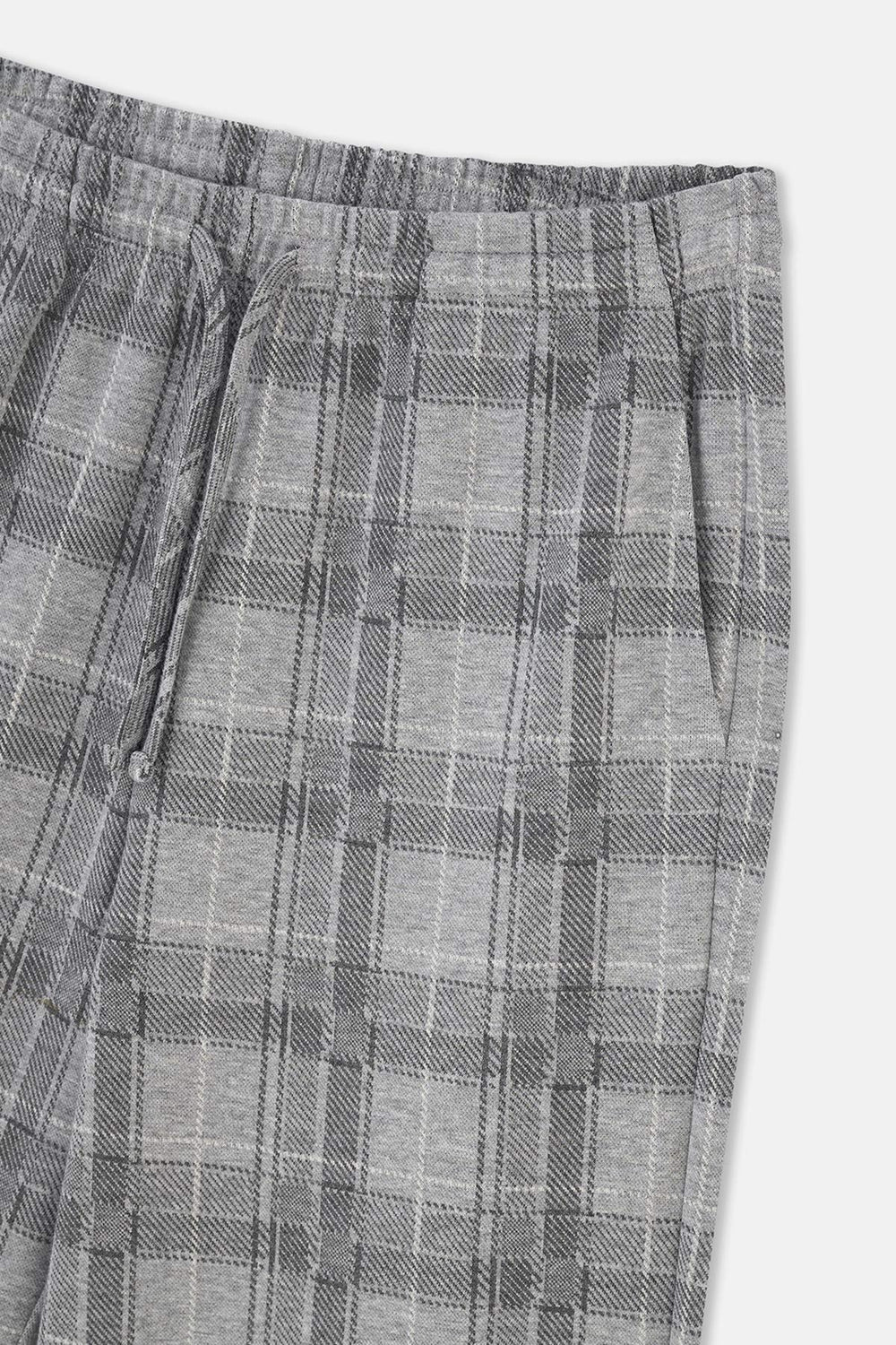 Grey Melange CREW-NECK JACQUARD BOTTOM PAJAMAS SUIT