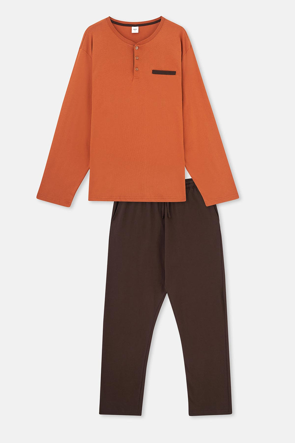 Kahverengi Yarım Patlı Uzun Kollu Örme Pijama Takımı
