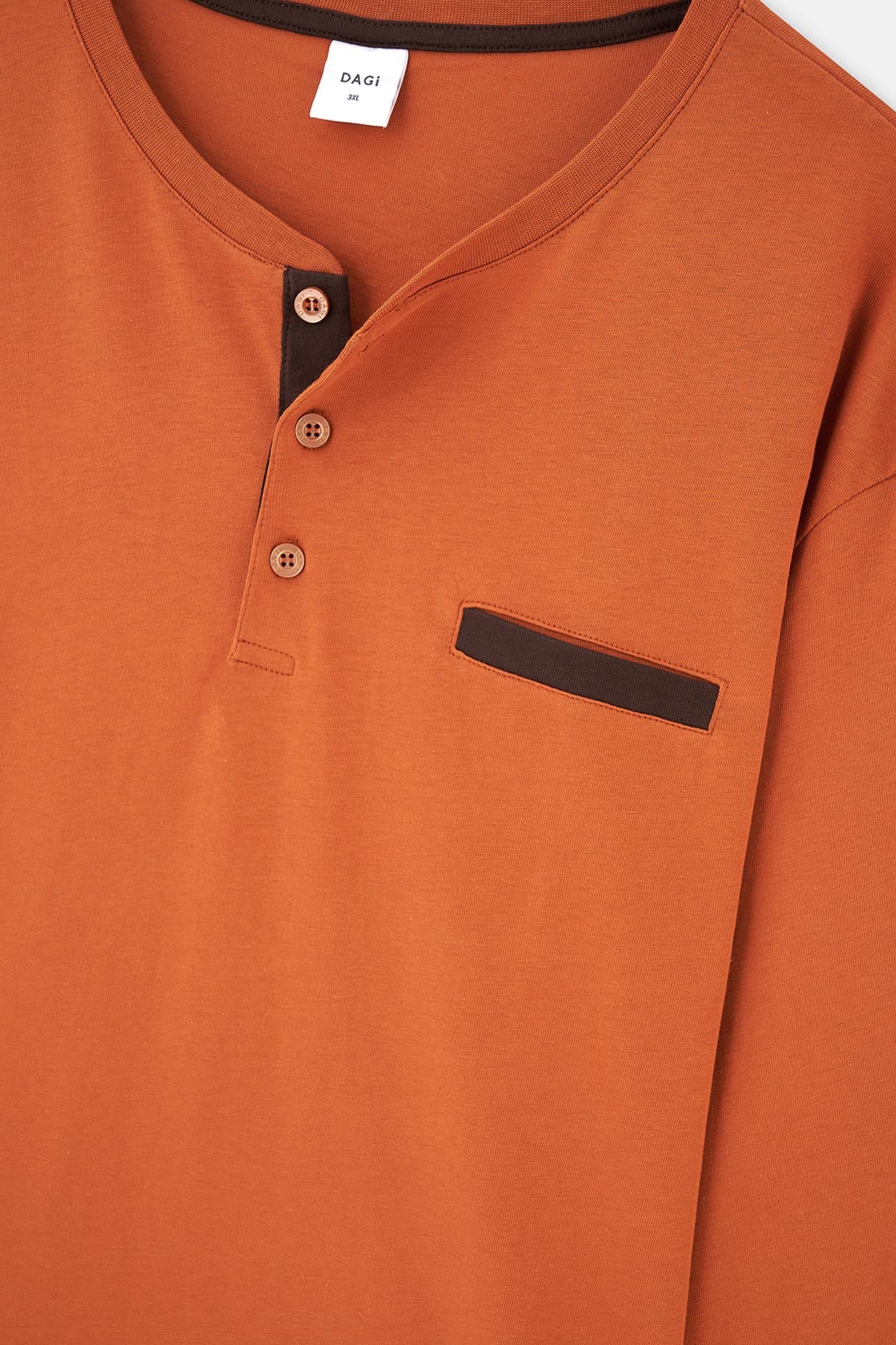 Kahverengi Yarım Patlı Uzun Kollu Örme Pijama Takımı