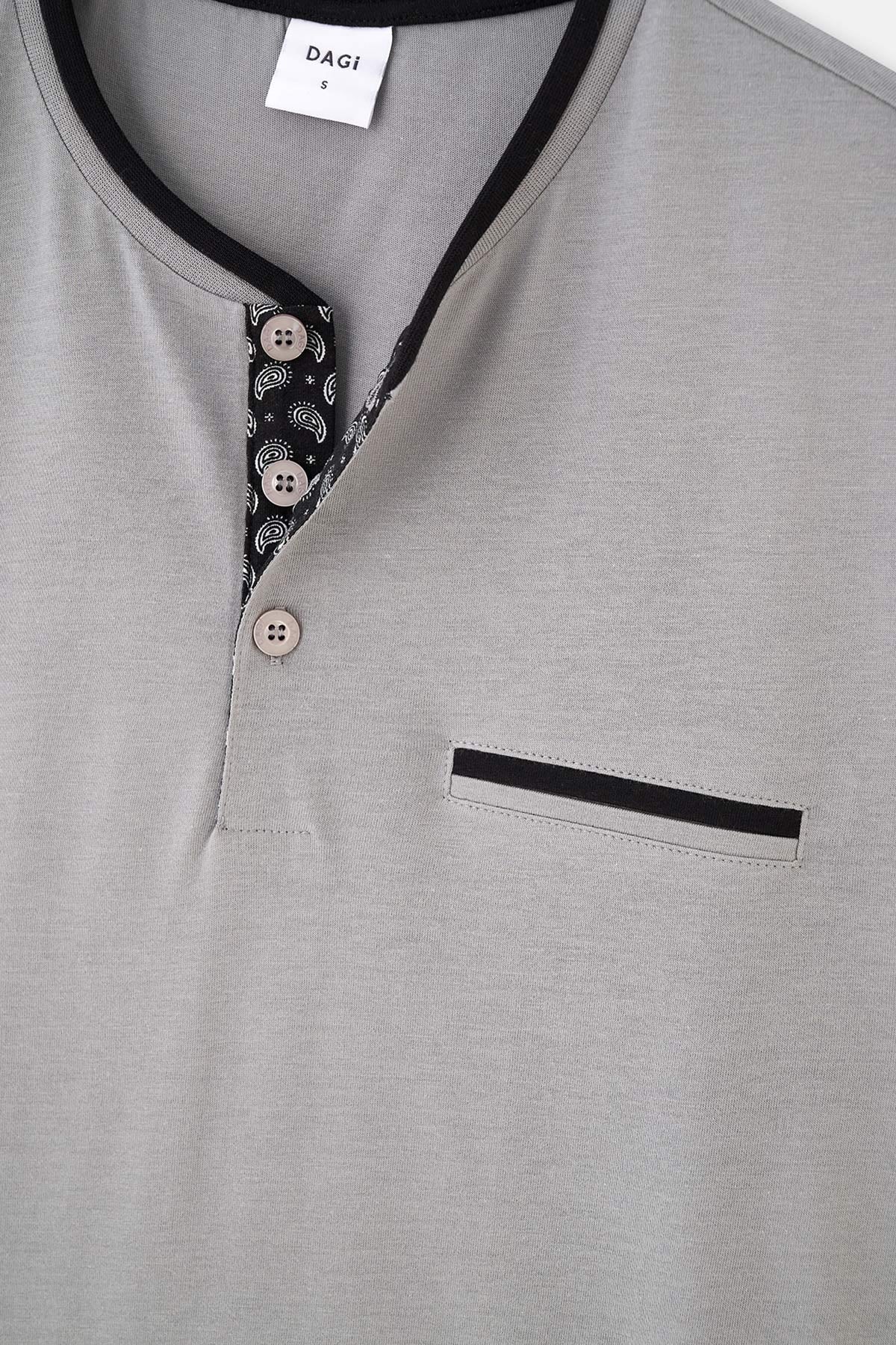 Gri Kısa Kollu Üçlü Groom Pijama Set