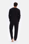 Black CREW-NECK COTTON MODAL PAJAMAS SUIT