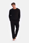 Black CREW-NECK COTTON MODAL PAJAMAS SUIT