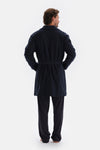 Navy BRIOCHE STITCHED DRESSING GOWN