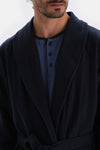 Navy BRIOCHE STITCHED DRESSING GOWN