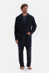 Navy BRIOCHE STITCHED DRESSING GOWN