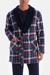 Navy PLAID FLEECE ROBE