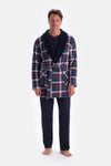 Navy PLAID FLEECE ROBE