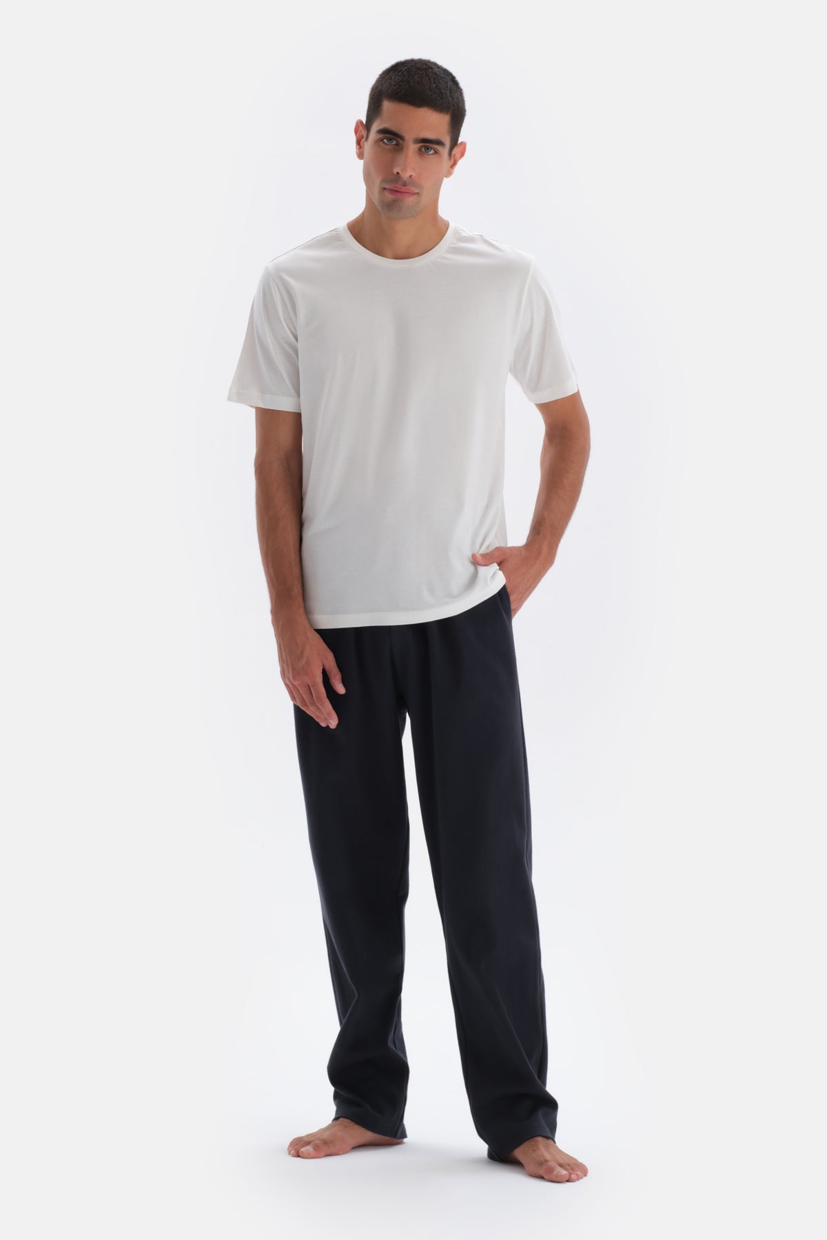 Navy FLAT LEG PAJAMA BOTTOM