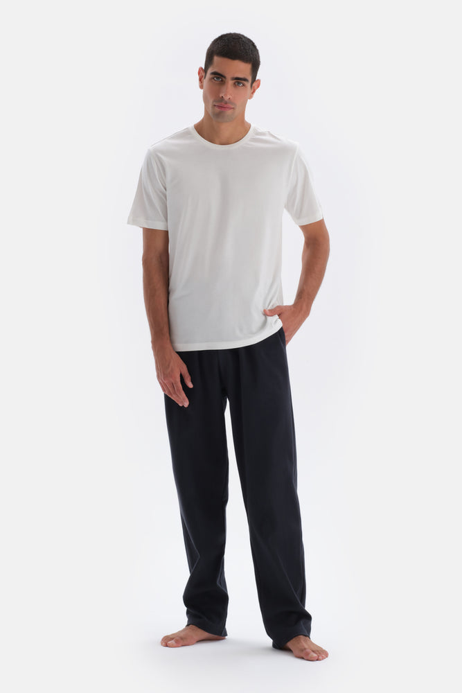 Navy FLAT LEG PAJAMA BOTTOM