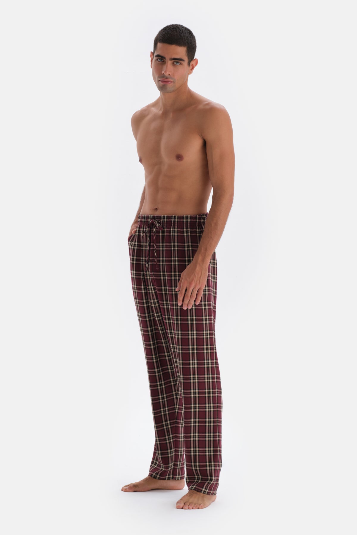 MULTICOLOR PLAID WOVEN TROUSERS PAJAMAS