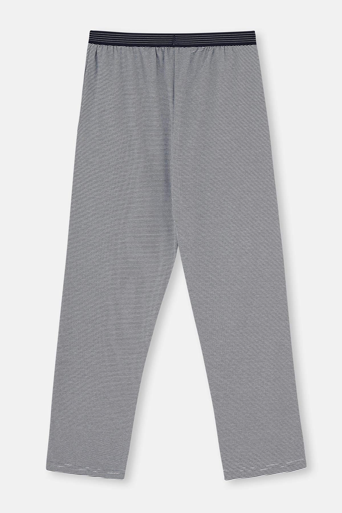 Beyaz-Lacivert Çizgili Örme Tek Pijama Altı